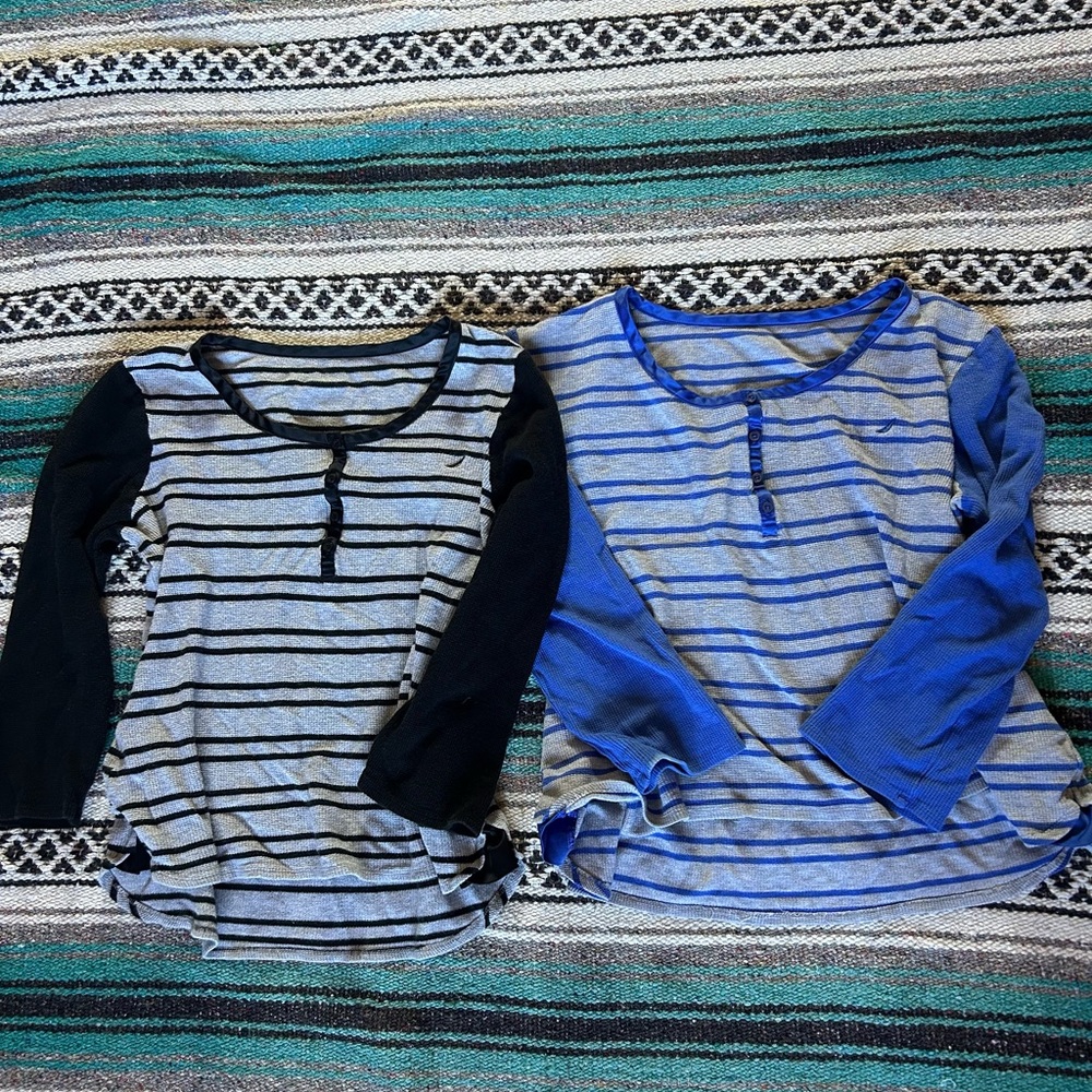 2 striped long sleeved shirts